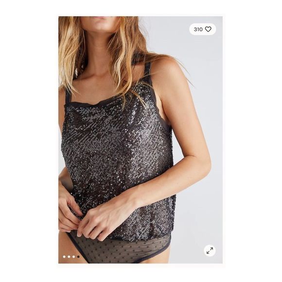 Free People Metallic Shimmer & Shine Bodysuit Night Sz XS NWT Black Silver - Picture 11 of 13